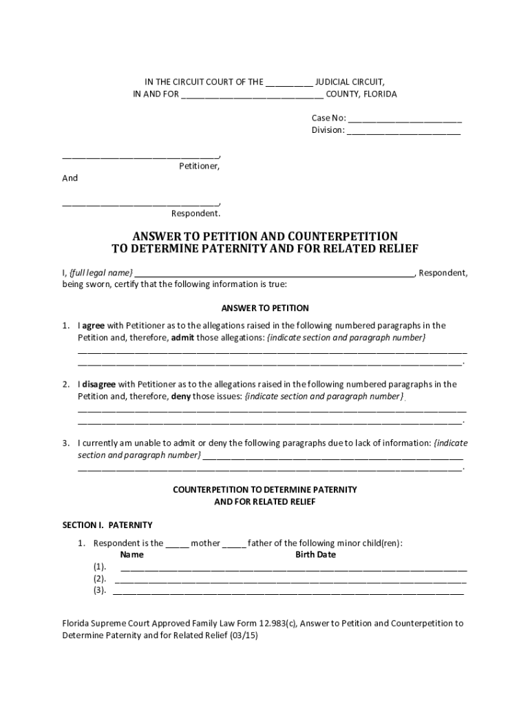  Petition Determine  Form 2015-2024