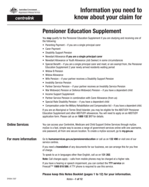 Pensioner Education Supplement  Form