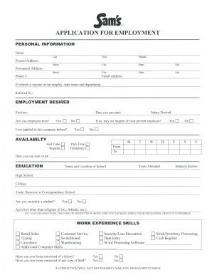 Sam's Club Job Application Form PDF - Fill Out and Sign Printable PDF  Template | signNow