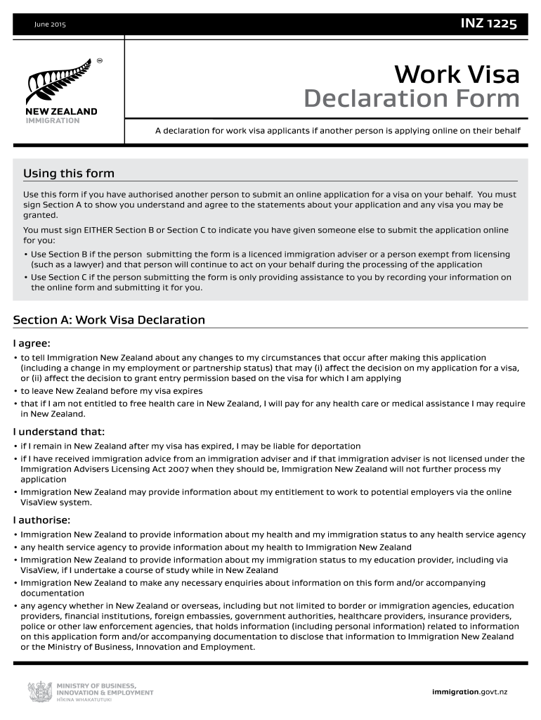 Inz 1225 Form PDF Download