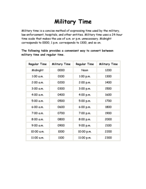 Military Time  Form