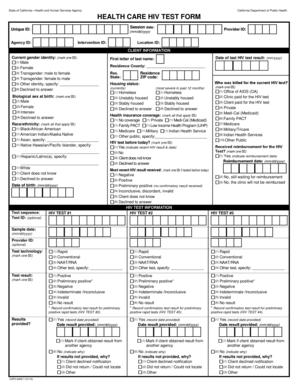 Health Care HIV Test Form CDPH 8458 T PDF Cdph Ca