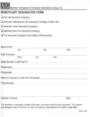 Aig Change of Beneficiary Form