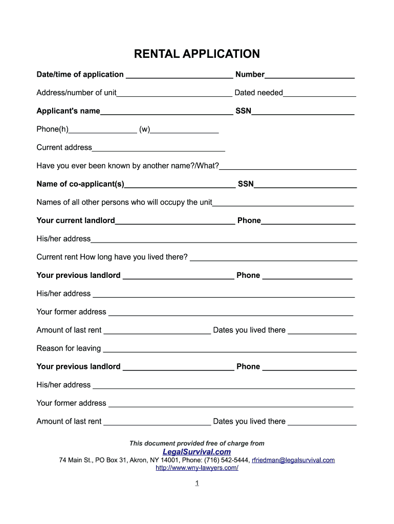 Simple Basic Rental Agreement Fillable  Form