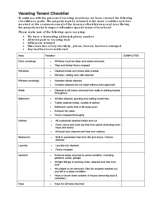 Tenancy Checklist  Form