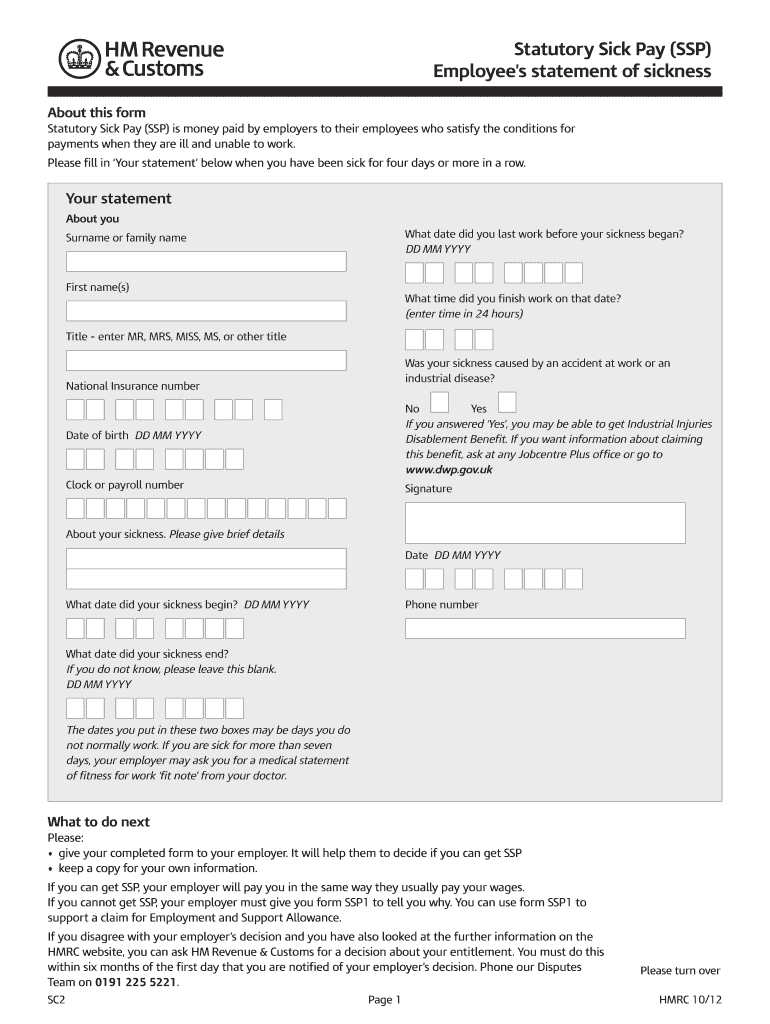 Printable Self Certification Form