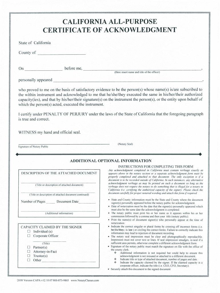 Get and Sign All Purpose Acknowledgement Form 2007