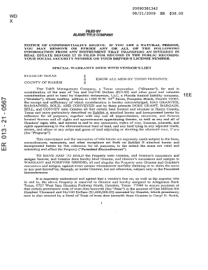 Blank and Printable Template Warranty Deed for Texas  Form