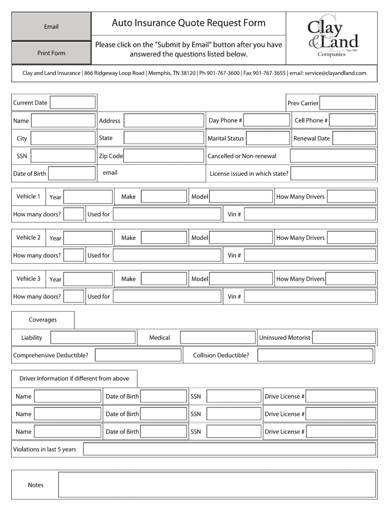 Car Insurance Form PDF