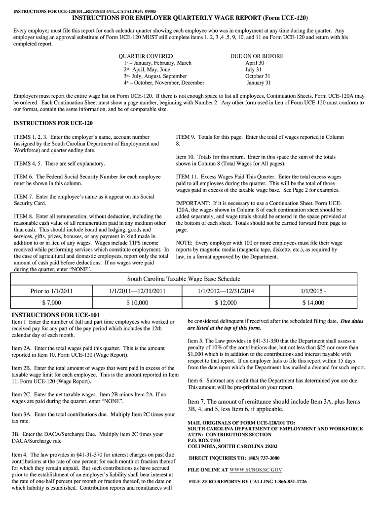 Uce 120 Instructions Form