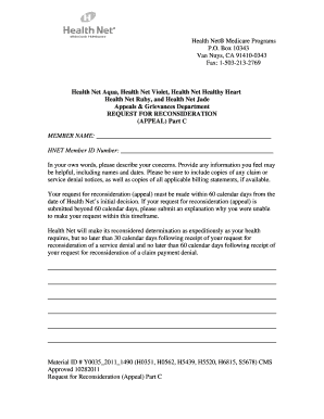 Health Net Appeal Form