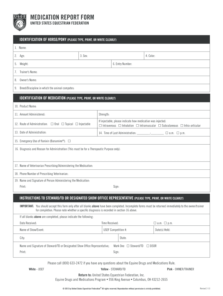 Medication Report Form