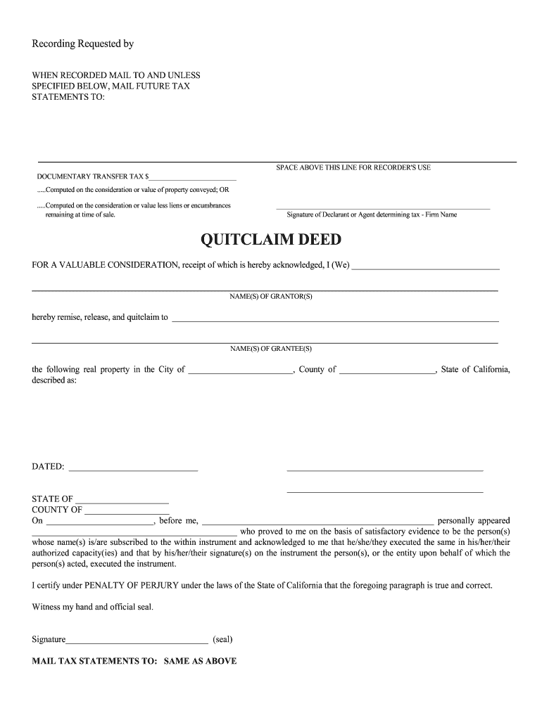 Kern County Deed Records  Form
