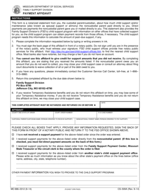 Child Support Payment Affidavit Dss Mo  Form