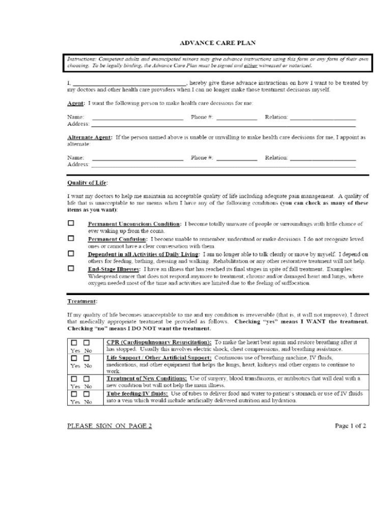  Tennessee Advance Directive 2005-2024