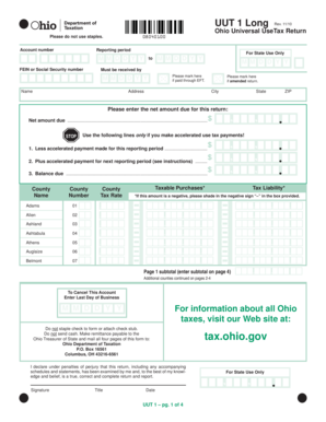  Ohio Universal UseTax Return Tax Ohio 2010-2024