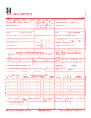 Approved Omb 0938 1197 Form 1500 02 12 Please Print or Type Health Mo