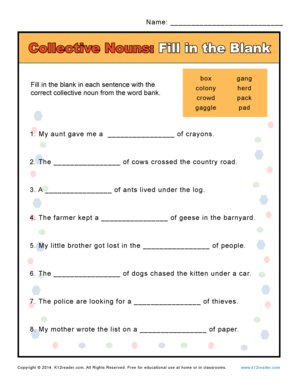 Fill in the Blanks with Collective Nouns from the Box  Form