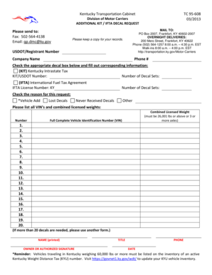 TC 95 608 DOC Transportation Ky  Form