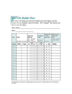 Bladder Diary Chart