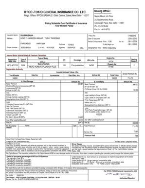 Iffco Tokio Policy Number Example  Form