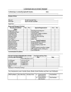 Confined Space Permit PDF  Form