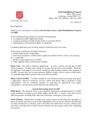 Salvation Army Rehab Rules and Regulations  Form
