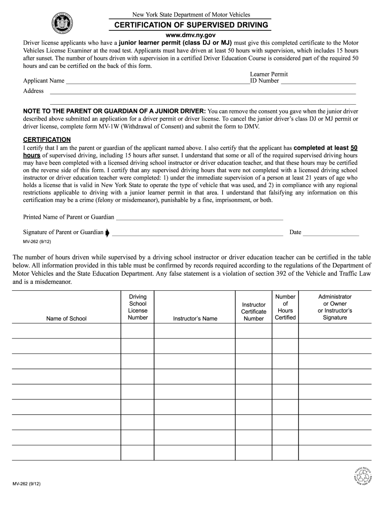  Mv 262 Form 2012