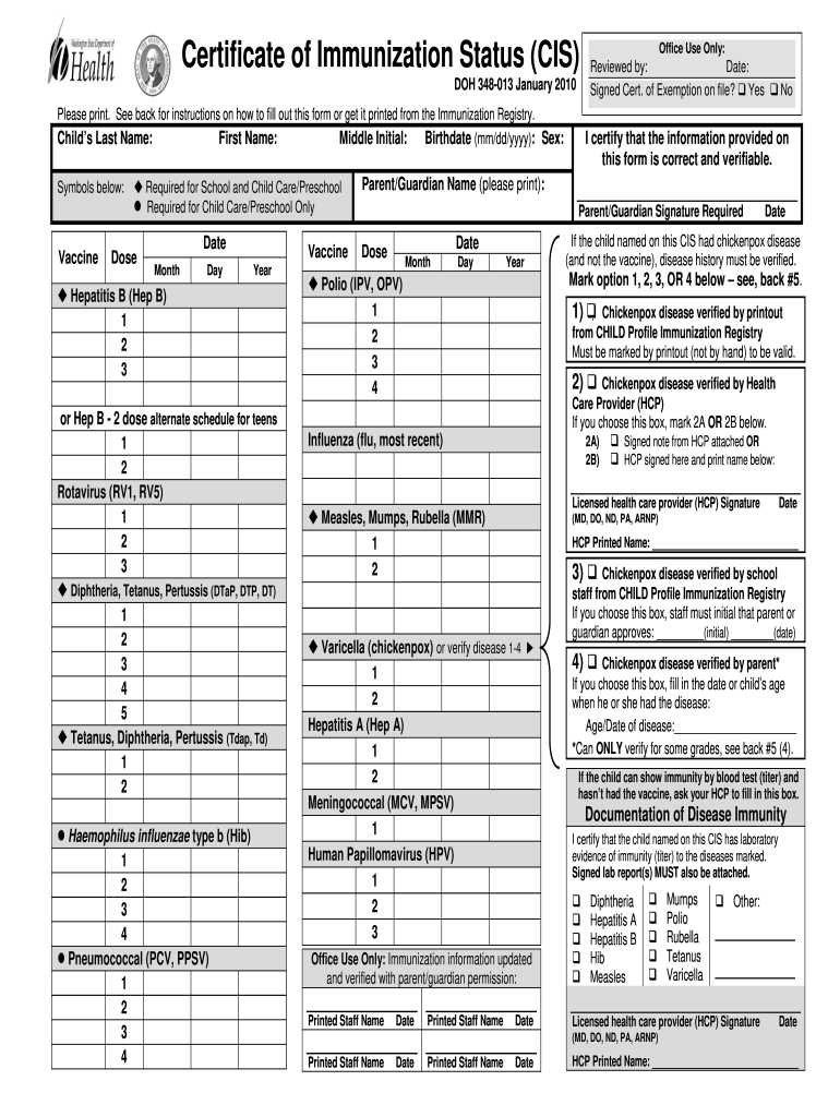  Washington State Cis Form Fillable 2011