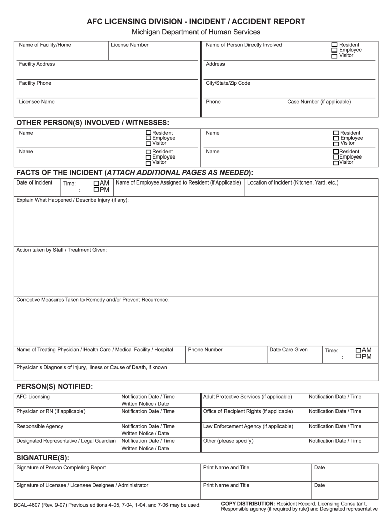  How to Fill Out an Incident Report for Bcal Form 2007