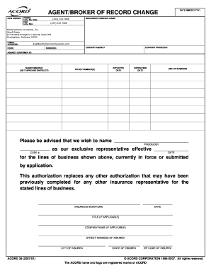 Accord36 Broker of Record Form