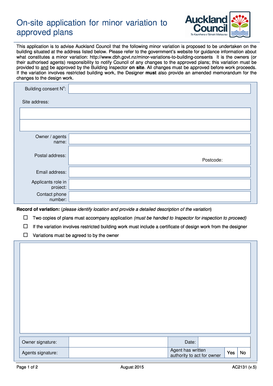 Auckland Council Minor Variation Form