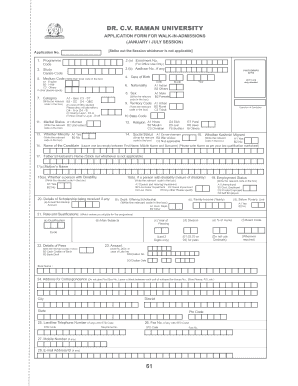 Download Application Form Dr CV Raman University