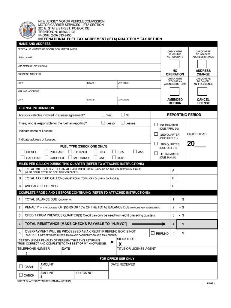  Nj Ifta  Form 2015