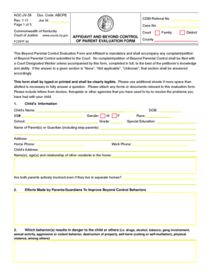 Kentucky Parent Form