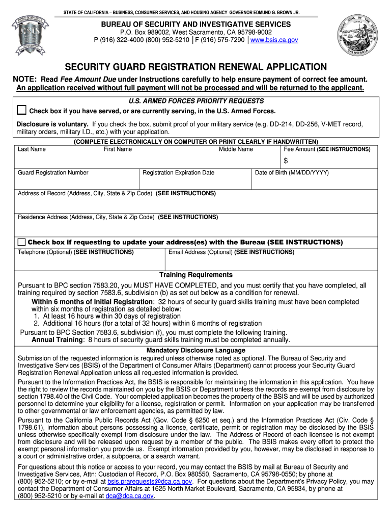  Bsis Gov Ca License Renewal 2015