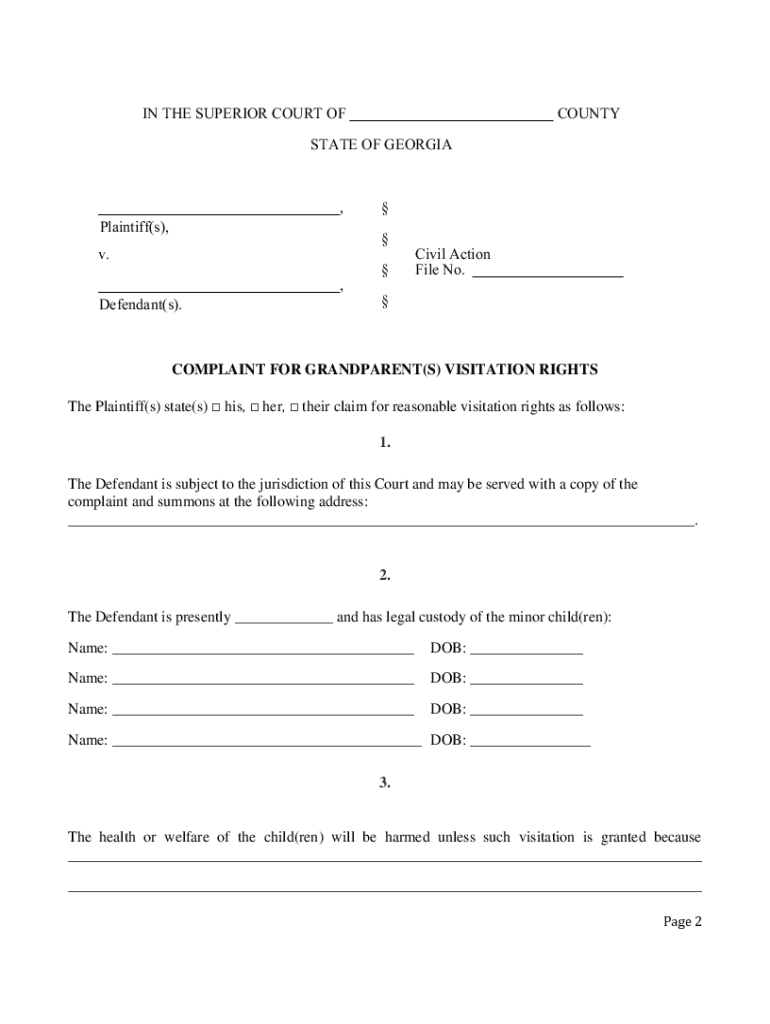 Petition for Grandparent Visitation Form