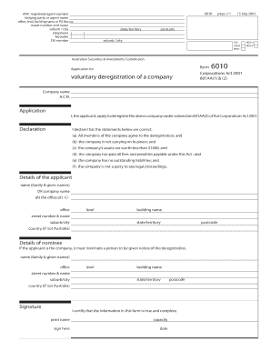  Asic Form 6010 2015-2024