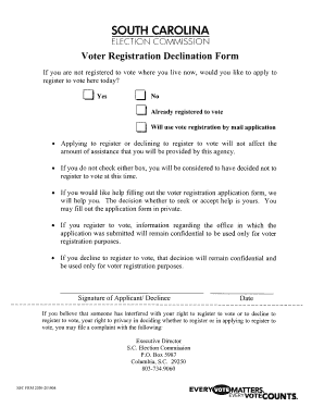 Voter Registration Declination Form Ddsn Sc
