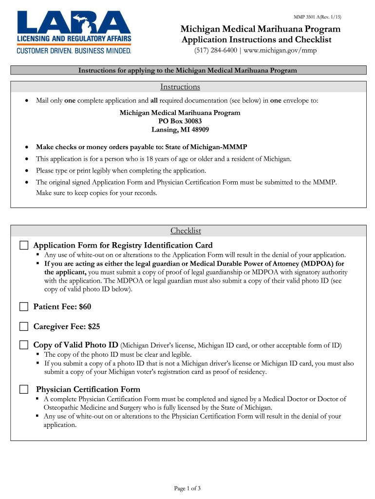 Get and Sign MMMP Application Packet  State of Michigan  Michigan 2015 Form