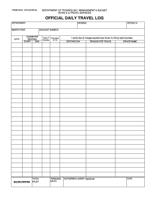 Dtmb Official Daily Travel Log  Form