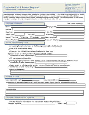 Employee FMLA Leave Request  Form