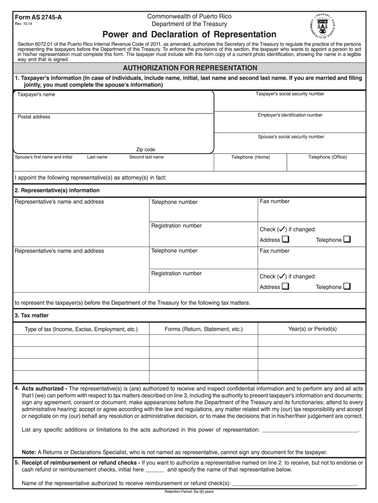  Form as 2745 a 2014