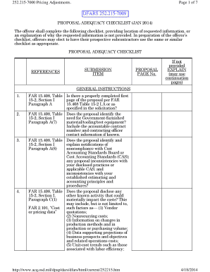Proposal Adequacy Checklist Template  Form