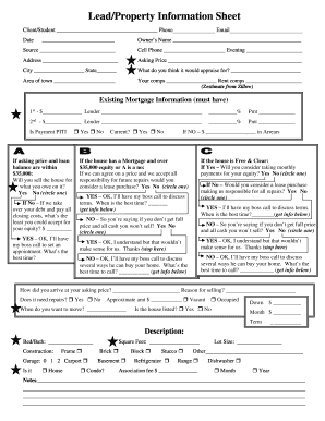 Lead Property Information Sheet