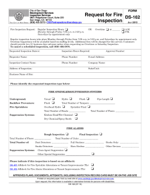 Request for Fire Inspection City of San Diego Sandiego  Form