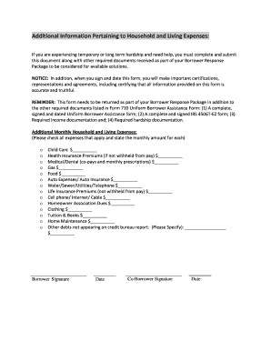  Additional Information Pertaining to Household and Living Expenses 2012-2024