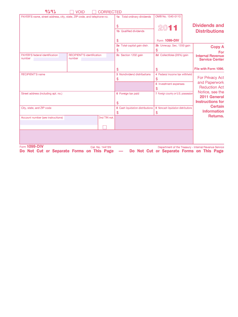 Get and Sign 1099 Div Fillable Form 2011