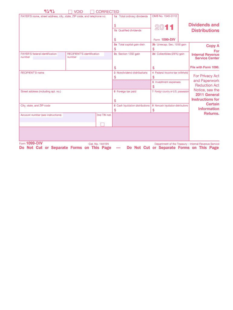  1099 Div Fillable Form 2011