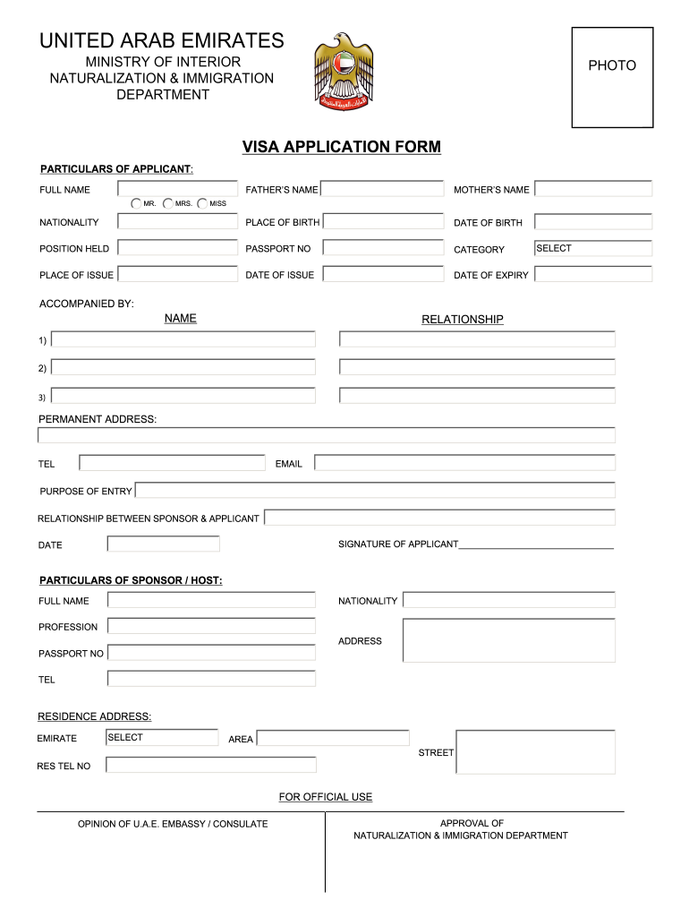 Dubai Work Visa Application Form